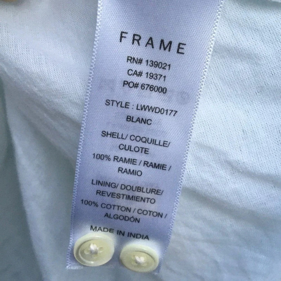 Frame White Pintucked Mini Dress M Ruffle High Neck Frilly Beach Wedding Short - Picture 8 of 8